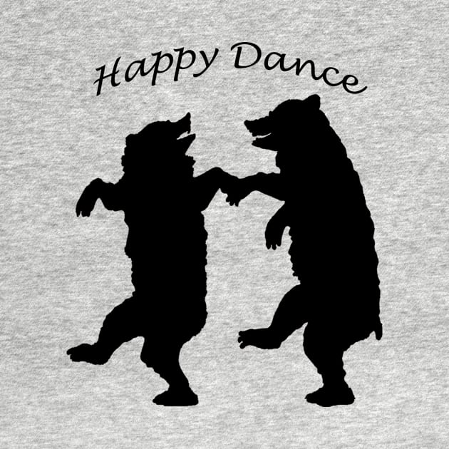 Black Silhouette Happy Dance Bears by DeerSpiritStudio